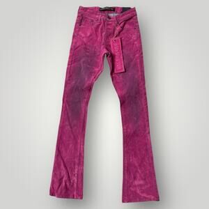 VALABASAS PINK SUEDE STACKED FLARE JEAN sz 28 L35